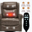 LLappuil Recliner Chair, 360° Swivel Massage Recliner Chair with Heat, Genuine Leather Nursery Glider Rocker Manual Recliner Chair with Side Pockets for Living Room, Bedroom Gray