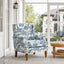 LLappuil Accent Chair, Mid-century Wingback Single Sofa Chair with Nailhead Trim Armrest, Flower Printed Polyester Fabric Reading Chair for Living Room