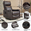 LLappuil Recliner Chair, 360° Swivel Massage Recliner Chair with Heat, Nursery Glider Rocker Recliner Chair for Living Room, Bedroom, Faux Leather Dark Brown