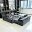 LLappuil 131" Sectional Sofa, U Shaped Sectional Couch with Chaise, Boneless Corduroy Sofa Couch for Living Room Black