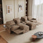 LLappuil 141" Sectional Sofa, Oversized Modular Sectional Couch with Power Electric Recliner, Cloud Sofa Couch with Center Console, USB Charging Ports, Small Tabletop for Living Room