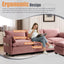 LLappuil Sectional Sofa, 4 Seat Corduroy Cloud Sofa Couch with Reversible Ottoman for Living Room Pink