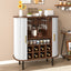 LLappuil 28" Wine Bar Cabinet, Coffee Bar Cabinet with 8-Grid Wine Rack, 5-Level Adjustable Shelves, 2 Glass Holders, 4 Hidden Storage Space