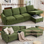 LLappuil Sectional Sofa, 107" Sectional Couch with Pull Out Sofa Bed Queen Size, 4 Seat Velvet Sofa with Memory Foam Mattress for Living Room Green