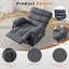 LLappuil Recliner Chair, 360° Swivel Recliner Chair, Nursery Glider Rocker Recliner Chair, Single Reading Chair with Side Pockets for Living Room, Bedroom Gray