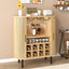 LLappuil 28" Wine Bar Cabinet, Coffee Bar Cabinet with 8-Grid Wine Rack, 5-Level Adjustable Shelves, 2 Glass Holders, 4 Hidden Storage Space