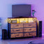 Modern TV Stand for 55-60 inch TV,Home Entertainment Center with 6 Drawers Storage & LED Lights for Living Room, Office, Brown
