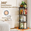 LLappuil 3 Tier Rotating Bookshelf, 360° Display Swivel Bookcase, Corner Bookshelf for for Bedroom, Living Room Black