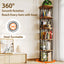 LLappuil 5 Tier Rotating Bookshelf, 360° Display Swivel Bookcase, Corner Bookshelf for for Bedroom, Living Room Brown