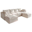 LLappuil 122" Sectional Sofa, U Shaped Sectional Couch with Double Ottoman, Linen Boneless Cloud Couch for Living Room