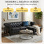 LLappuil Sectional Sofa, 85" Mid-Century Chesterfield Sofa with Storage Ottoman, Faux Leather 3 Seater Sofa for Living Room Black