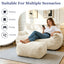 LLappuil Loveseat Sofa, 2 Seater Lazy Sofa Couch with Ottoman, Corduroy Bean Bag Chair for Living Room, Bedroom, Home Office Beige