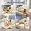 LLappuil 2 Piece Chaise Lounge Chair Indoor, Corduroy Boneless Sofa Bed, Deep Seat Sleeper Couch Reading Chairs, Cloud Sofas Couches for Living Room, No Assembly Required Beige