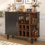 LLappuil 39" Wine Bar Cabinet, Coffee Bar Cabinet with 6 Wine Racks, 3 Glass Holders, 4 Hidden Storage Space