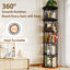 LLappuil 5 Tier Rotating Bookshelf, 360° Display Swivel Bookcase, Corner Bookshelf for for Bedroom, Living Room Black