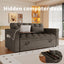 LLappuil Pull Out Sofa Bed Full Size, 65" Loveseat Sofa Convertible Sofa Bed, Chenille Sofa Couch with Small Toptable, Charging Port, Hidden Storage Armrest for Living Room Gray