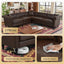 LLappuil Sectional Sofa, 100" x 100" Chesterfield Sofa with Rolled Arms and Nailhead, 5 Seat Faux Leather Tufted Couch for Living Room Brown