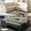 LLappuil Sectional Sofa, 85" Sectional Couch with Pull Out Sofa Bed King Size, 5 Seat Teddy Sofa Convertible Sofa Bed for Living Room Beige