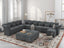 LLappuil High Back Modular Sectional Sofa 179" 14-Seater U Shaped Couch with Large Storage Chaise, Oversized Velvet Recliner Couches with Big Ottoman for Living Room, Grey