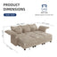 LLappuil Sleeper Sectional Sofa 8 Seat Deep Modular Couch for Living Room with Reversible Chaise Lounge and Storage Ottoman Khaki Chenille