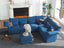 LLappuil Velvet Modular Sectional Sofa L Shaped Corner Couch with Storage Chaise, 127.8" 7-Seater Oversized Sofa with Ottoman, High Back Recliner Sleeper Couches, Anti-Scratch Blue