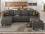 LLappuil Modular Sectional Sofa, Convertible U Shaped Couch with Storage, Modular Sectionals with Ottomans, Faux Leather Fabric Waterproof Couch, 111.8" Width, 81.5" Depth, Dark Grey