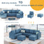 LLappuil Modular Sectional Sofa, Convertible U Shaped Sectional Couch with Storage, Modular Sectionals for Living Room, Faux Leather Fabric Waterproof Sofa, 6 Seat, Aqua Blue