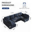 LLappuil Modular Sofa U Shaped Sectional Couch with Reversible Chaise 8 Seater Versatile Storage Sectional Sofa for Living Room, Dark Grey