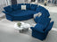 LLappuil Modular Sofa Velvet Sectional Couch with Large Storage Ottoman, Semi Circular C Shaped 2 Piece Corner Sofa and Single Chair Armchaise Set, Blue