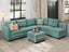 LLappuil Modular Sectional Sofa, Convertible L Shaped Sectional Couch with Storage, Faux Leather Fabric, Modular Sectionals with Chaise, 6 Seats with Ottoman Sofas for Living Room, Aqua Blue