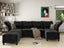 LLappuil Black Sectional Couch U Shaped 7 Seats, Chenille Sectionals Sleeper Sofa Large Modular Sectional Sofa for Living Room with Reversible Chaise, Storage Seat, Deep Cushion