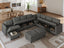 LLappuil Modular Sectional Sofa, Oversized U Shaped Sofa with Storage, Sectional Couch for Living Room, Faux Leather Fabric Waterproof Sofa, 7 Seats with Ottoman, Dark Grey