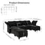 LLappuil Black Sectional Couch U Shaped 7 Seats, Chenille Sectionals Sleeper Sofa Large Modular Sectional Sofa for Living Room with Reversible Chaise, Storage Seat, Deep Cushion