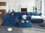 LLappuil Oversized Modular Sectional Sofa 204.6" 21-Seater U Shaped Couch with Large Storage Chaise, Velvet High Back Recliner Couches with Big Ottoman for Living Room, Blue