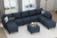 LLappuil Oversized Modular Sofa 12 Seater Storage Sectional with Reversible Chaise, Large U Shaped Couches for Living Room Office, Denim Blue