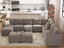 LLappuil Oversized Modular Sectional Sofa with Storage, U Shaped 11 Seater Velvet Sofa with Chaise, Large Waterproof, Anti-Scratch and Antistatic Sectional Sofas for Living Room, Grey Brown