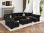 LLappuil 167'' Oversized Sectional Sofa, Semicircular Luxurious Chenille Modular Sectional Couch for Living Room with 6-Side Ottoman, Large Storage, Adjustable Armrest Backrest, Black