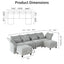 LLappuil 9 Seater Sectional Sofa U Shaped Large Sectional Modular Couch for Living Room with Reversible Chaise, Storage Ottoman, Adjustable Armrest Backrest, 154.3" Wide, Comfort Gray Chenille