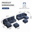 LLappuil Oversized Modular Sofa 12 Seater Storage Sectional with Reversible Chaise, Large U Shaped Couches for Living Room Office, Denim Blue