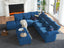 LLappuil Velvet Modular Sectional Sofa L Shaped Corner Couch with Storage Chaise, 127.8" 9-Seater Oversized Sofa with Ottoman, High Back Recliner Sleeper Couches, Anti-Scratch Blue