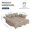 LLappuil Sleeper Sectional Sofa 8 Seat Deep Modular Couch for Living Room with Reversible Chaise Lounge and Storage Ottoman Khaki Chenille