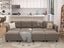 LLappuil Modular Sofa Sleeper Sectional Couch with Storage Waterproof, Anti-Scratch and Antistatic Velvet Oversized 8 Seater Sofa with Reversible Chaise, Grey Brown