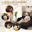 LLappuil Full Size Pull Out Sofa Bed, Compact Loveseat Sofa Covertible Sofa Bed with USB Port, Side Pocket , Chenille Sofa Couch for Living Room Black
