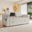 LLappuil Pull Out Sofa Bed Full Size, 65" Loveseat Sofa Convertible Sofa Bed, Chenille Sofa Couch with Small Toptable, Charging Port, Hidden Storage Armrest for Living Room Beige