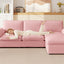 LLappuil Sectional Sofa, Cloud Sectional Couch with Movable Ottoman, 4 Seat Chenille Sofa Couch for Living Room Pink