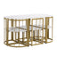 LLappuil Dining Table Set for 6, 7 Piece Dining Table Set with 55" Dining Table, 6 Dining Chairs Gold