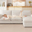 LLappuil Sectional Sofa, Cloud Sectional Couch with Movable Ottoman, 4 Seat Chenille Sofa Couch for Living Room Beige