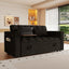LLappuil Pull Out Sofa Bed Full Size, 65" Loveseat Sofa Convertible Sofa Bed, Chenille Sofa Couch with Small Toptable, Charging Port, Hidden Storage Armrest for Living Room Black