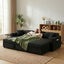 LLappuil 84" Sectional Sofa, Sectional Couch with Pull Out Sofa Bed Convertible Sofa Bed, Corduroy Sofa Couch with Storage Chaise, Small Desktop, Cup Holders, Charging Port for Living Room Black