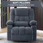 LLappuil Recliner Chair, 360° Swivel Massage Recliner Chair with Heat, Nursery Glider Rocker Manual Recliner Chair with Side Pocket, 2 Cup Holders, USB Charge Port for Living Room, Bedroom Blue